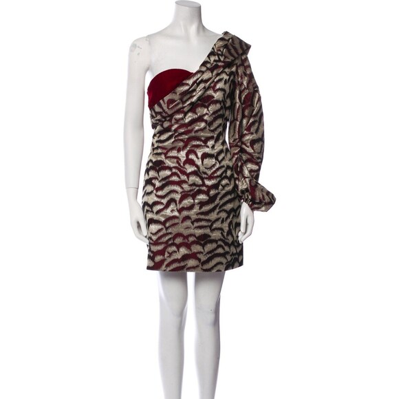 $2490 Carolina Herrera Runway CORSETED Velvet & Brocade!  Puff Sleeve Dress 4 - Picture 6 of 8